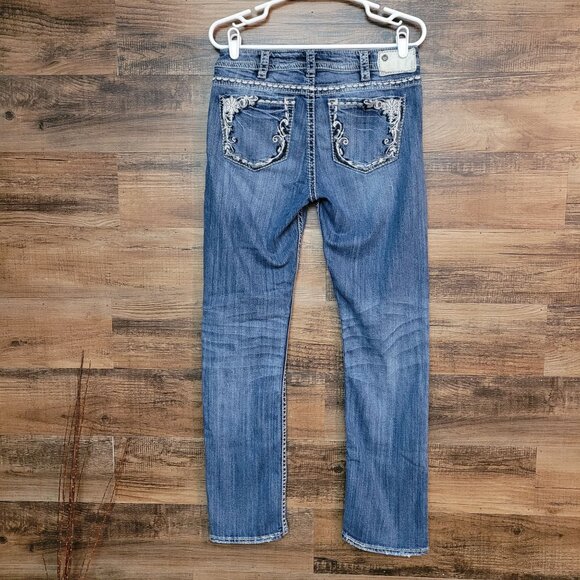 Silver Jeans Size 30 Tuesday Mid Straight Thick Stitch Ripped Medium Light Wash - Picture 1 of 12